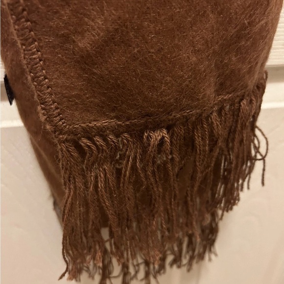 Alpaca Camargo Wool Brown Fringe Scarf - Picture 8 of 11